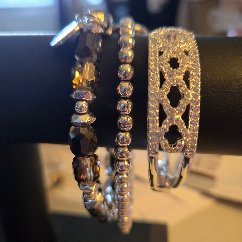 Bomb Party Call It Fate Bracelet Stack Womens OS Silver Smoky New RBP7842